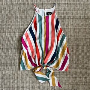 Vicki Multicolor Tie Front Tank Top